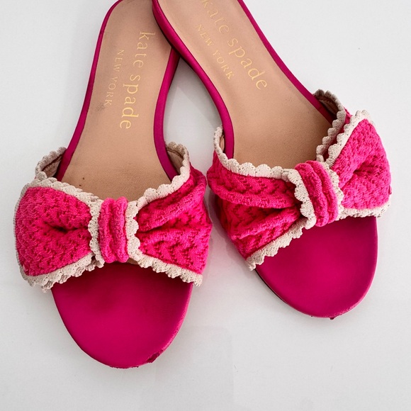 kate spade Shoes - Kate Spade ♠️ Tango Pink Bow Slide Sandals Mules Shoes w/ Lace SZ 8 EU 38.5